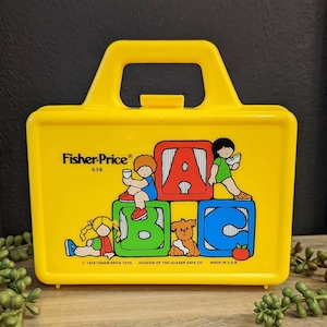 1979 Fisher-Price Plastic Yellow Lunch Box/ Pencil Box, 1970s Fisher Price, Vintage Lunch Box