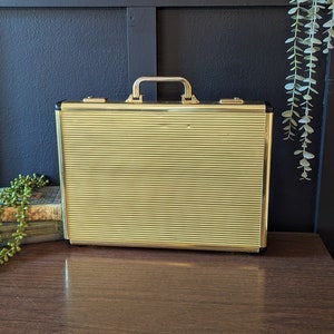 Vintage Gold Metal Briefcase, Vintage Gold Textured