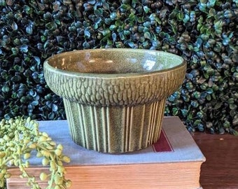 1960s McCoy Floraline Olive Green Indoor Planter, Vintage McCoy Planter, Vintage Olive Green Stoneware Planter