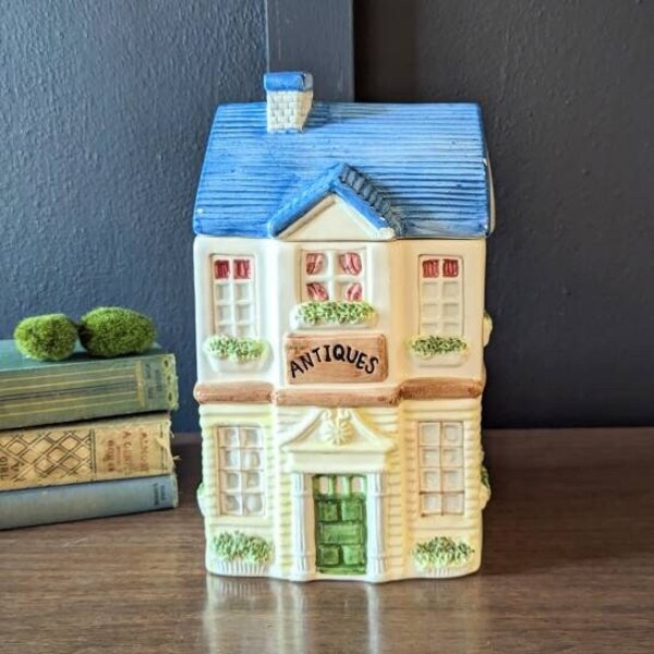 Vintage Antique Store Cookie Jar, Vintage Village Store Cookie Jar