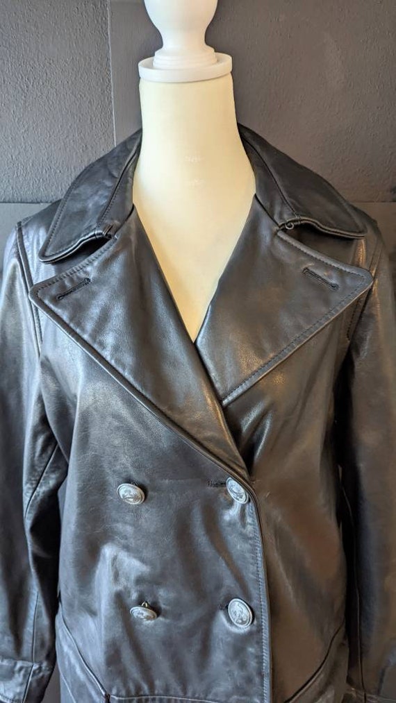 90's Faconnable Black Leather Jacket, Size S, Ret… - image 5