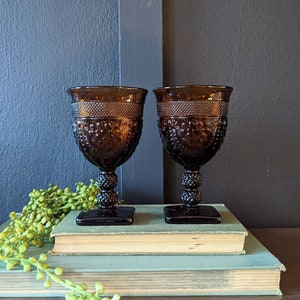 Vintage Imperial Glass Chroma Brown Wine Glasses, Vintage Set Of Wine Glasses