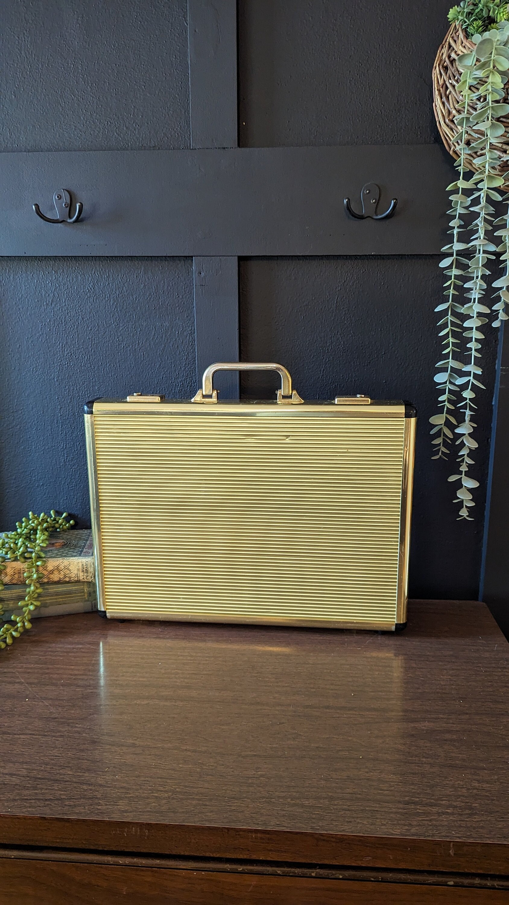 Vintage Gold Metal Briefcase Vintage Gold Textured Briefcase Etsy