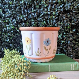 Vintage Sado Hand Painted Flower Pot, Vintage Ceramic Indoor Planter, Vintage Cottagecore Planter