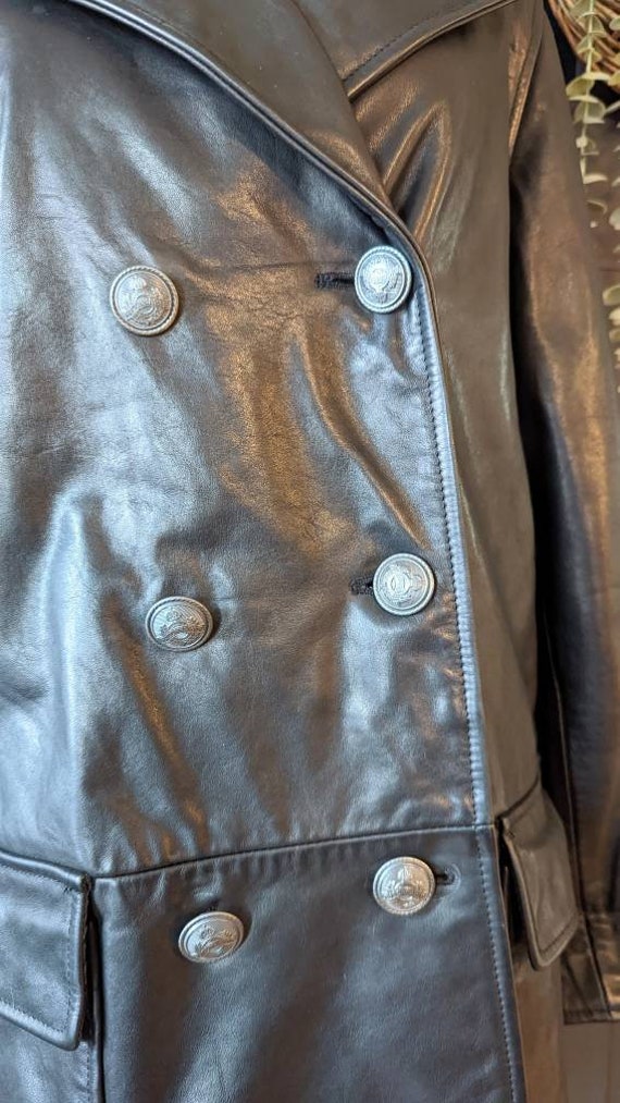 90's Faconnable Black Leather Jacket, Size S, Ret… - image 4