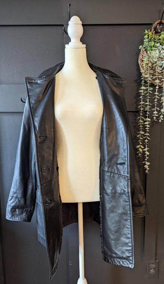 90's Faconnable Black Leather Jacket, Size S, Ret… - image 6