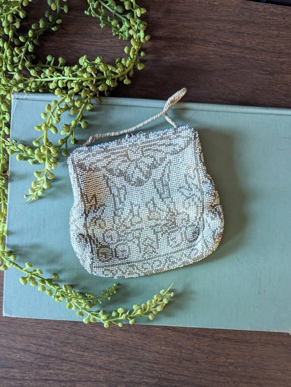 Antique Hand Beaded Clutch, Antique Beaded Purse
