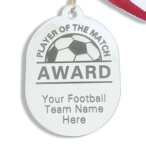 Personalised Mirrored Acrylic Football Medal for Sunday League and Kids teams
