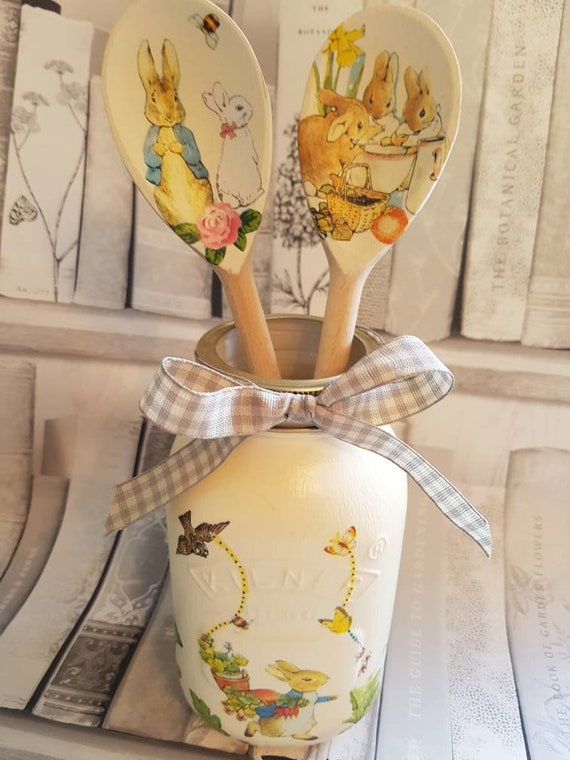Shabby Chic Peter Rabbit Themed 1 0ltr Kilner Jar Spoon Set Etsy