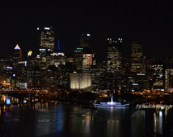 Pittsburgh Skyline at Night Photography Photo Canvas Print Card Pack-Steel City, the 412, JYRadinPhotography