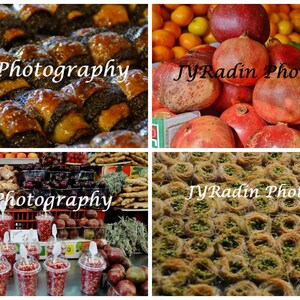 Lege handgemaakte foto wenskaart sets- voedsel markt fotografie - Israël- bar / bat mitswa kaarten / Judaica / Jeruzalem ; foto's van Shuk
