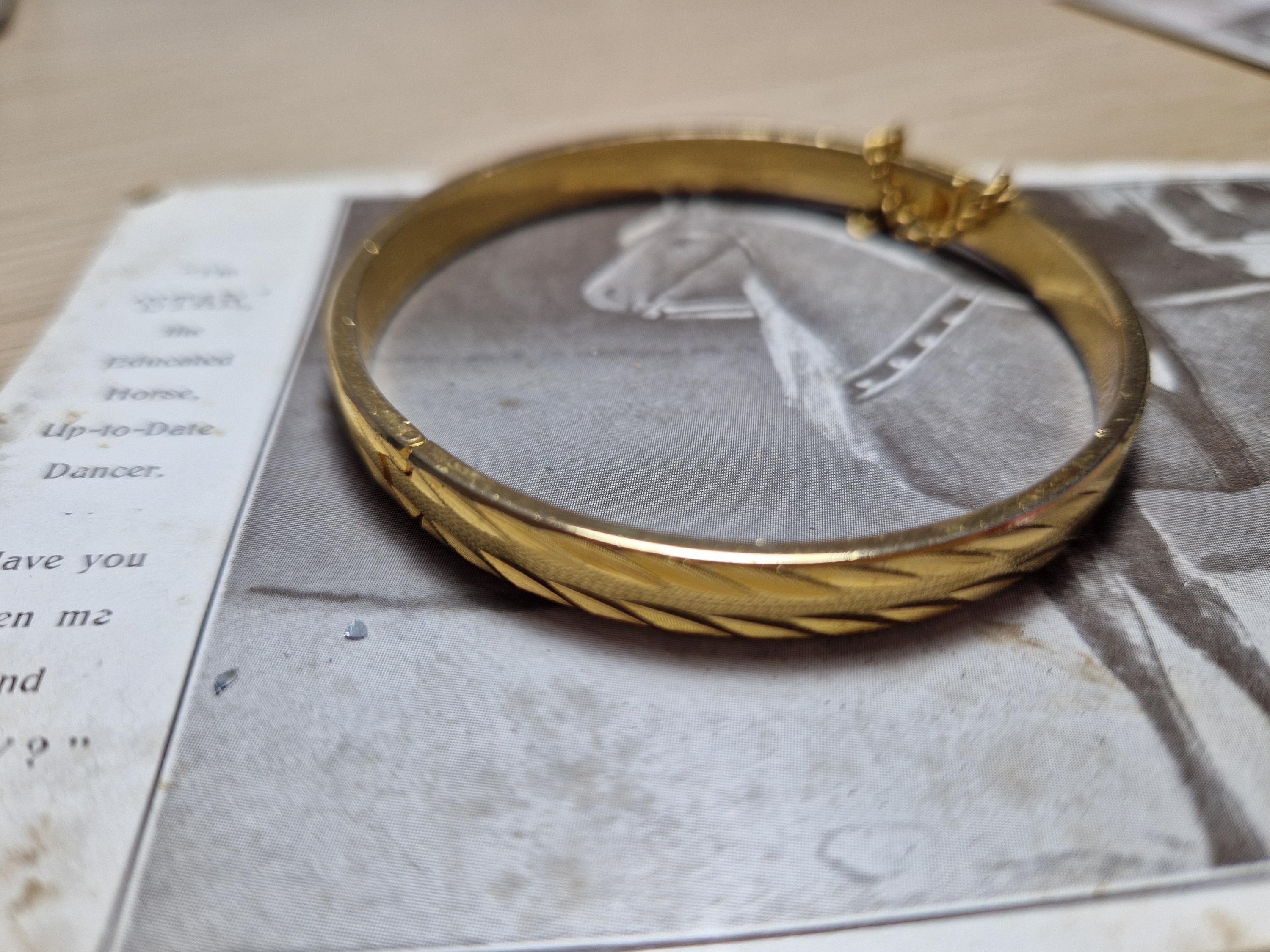 379F 18k RGP Mid Century Etched Bangle - Etsy