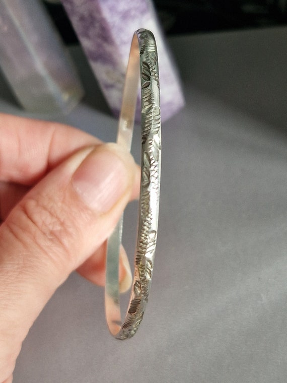 85C Vintage Sterling Silver 925 Etched Bangle - Etsy