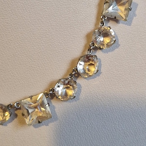 Antique Art Deco Sterling Silver Paste Rivière Choker Necklace
