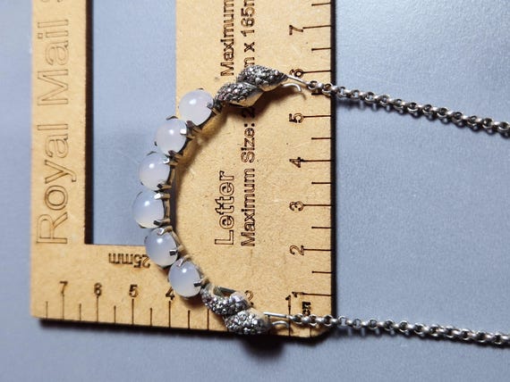 136F solid sterling silver Art deco chalcedonay n… - image 6