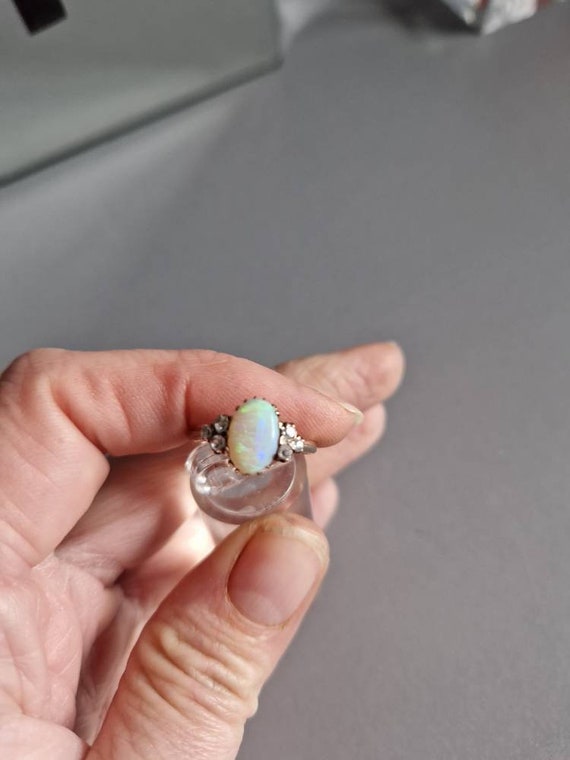 441E Art Deco 9ct rose gold natural opal & old cu… - image 7