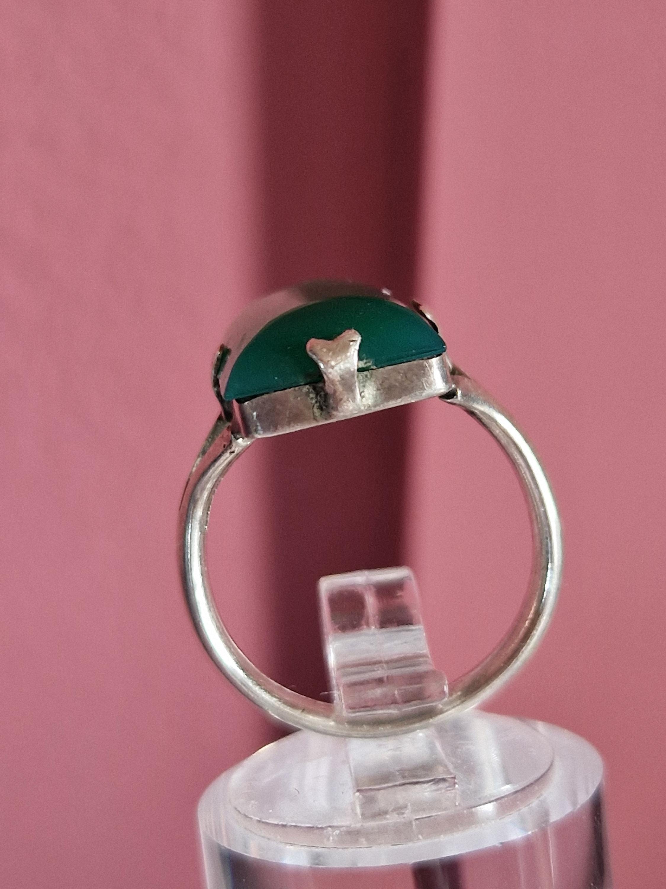Anello con malachite fatto a mano: anello cabochon da uomo in argento sterling 925 - Italia