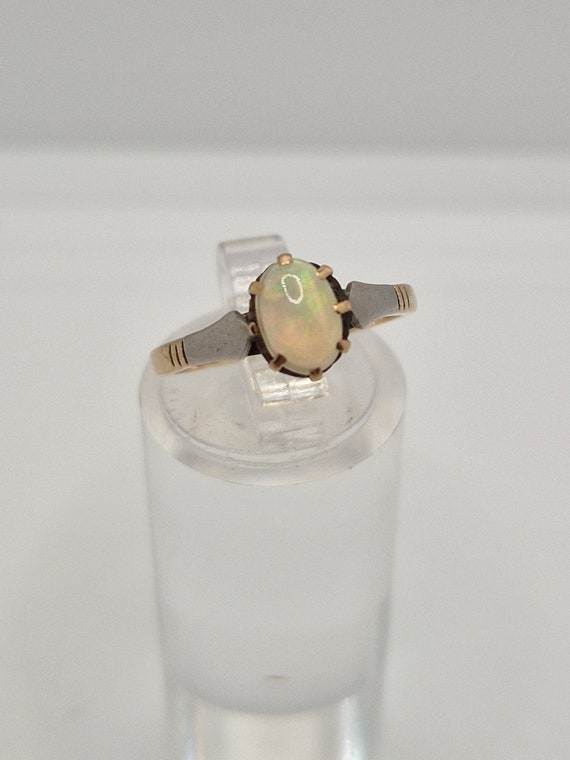 304C stunning Edwardian 9ct gold opal solitaire r… - image 9