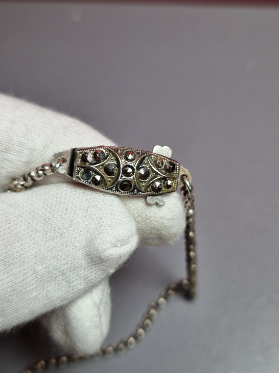 136F solid sterling silver Art deco chalcedonay n… - image 9