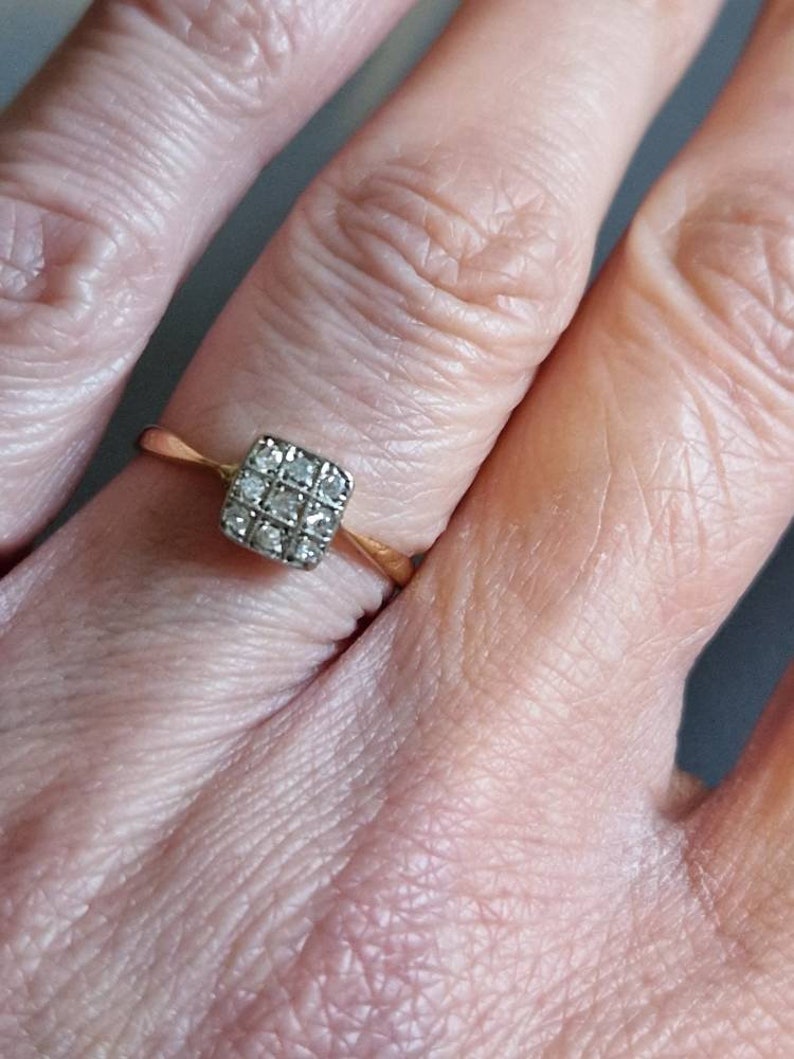 Buy 500E Edwardian/art Deco 18ct Gold Platinum Square Set Diamond Ring