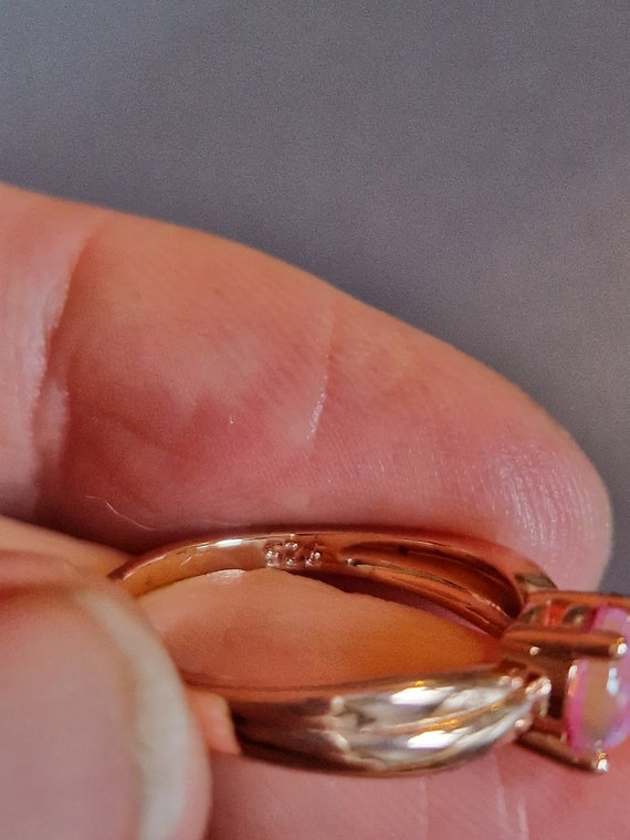 Modern rose gold colour on 925 silver ring with f… - image 4