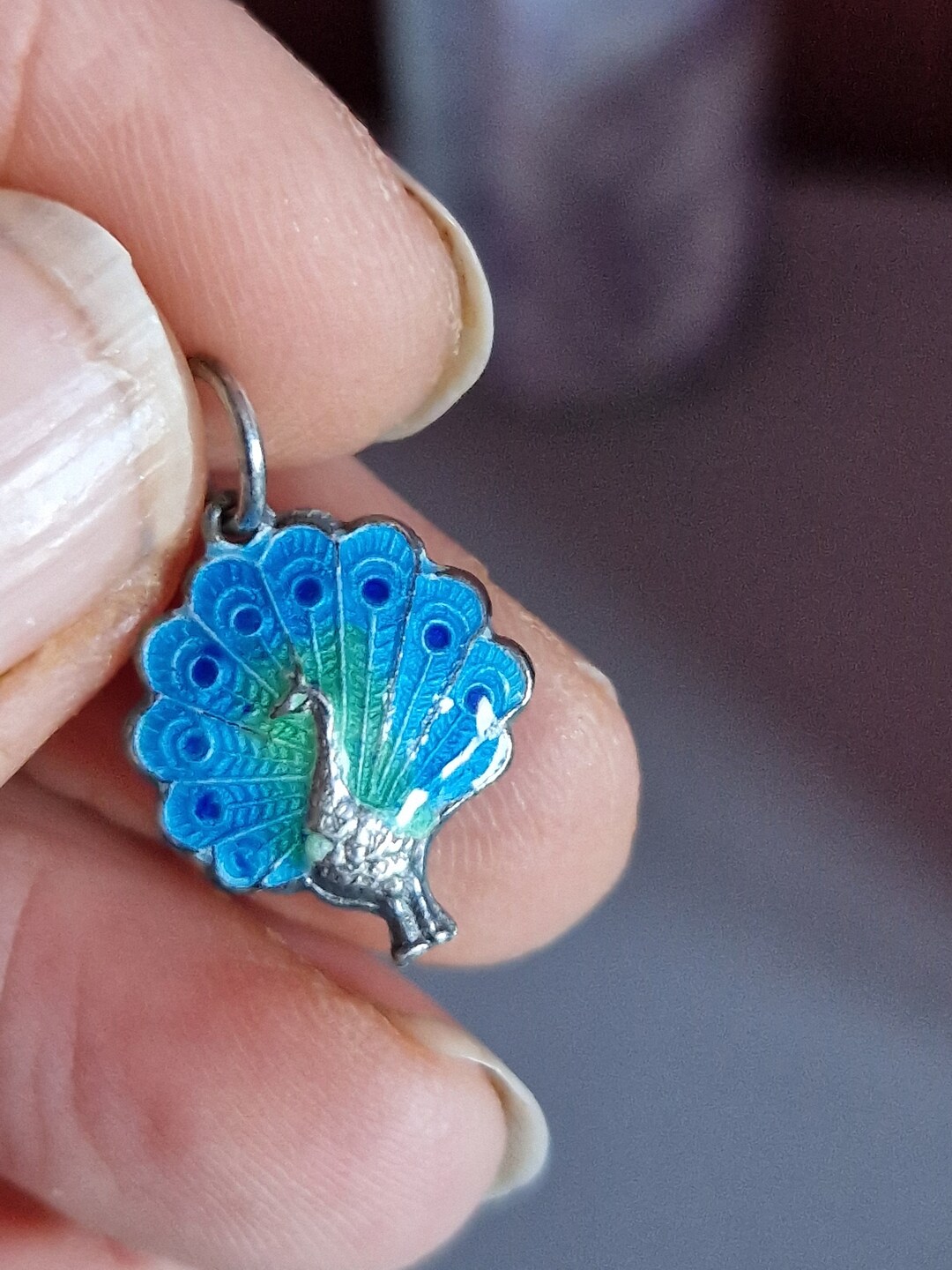 263C Art Deco Peacock Enamel Charm/ Pendant Sterling Silver - Etsy