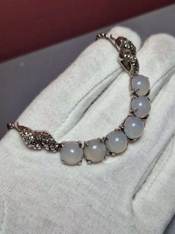 136F solid sterling silver Art deco chalcedonay n… - image 7