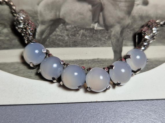 136F solid sterling silver Art deco chalcedonay n… - image 1