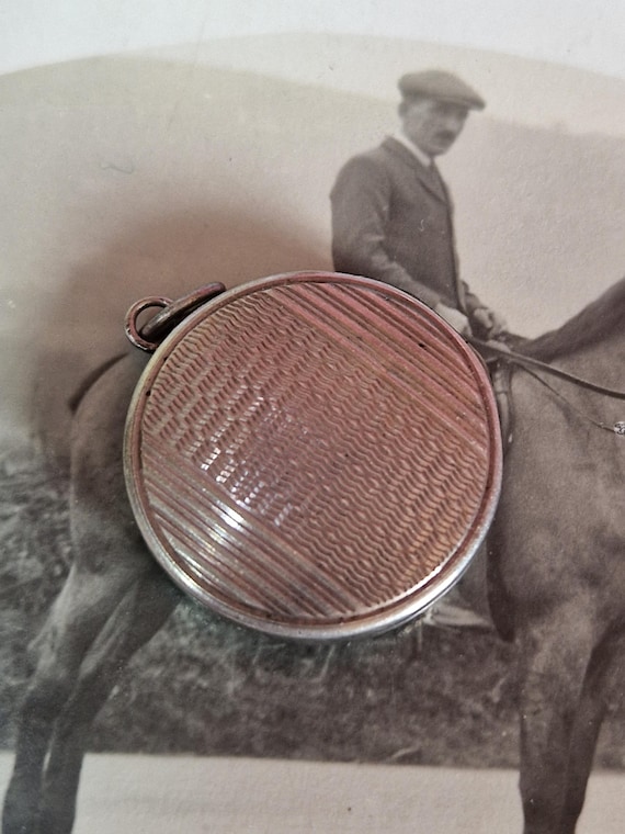 83F sterling silver engine turned double sided lo… - image 1