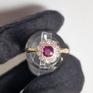 283F Stunning Victorian 18ct gold platinum ruby diamond cluster out of this world beautiful