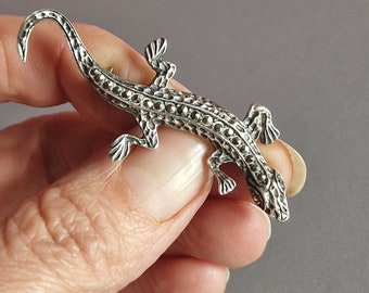 Art deco sterling zilveren hagedis gekko broche