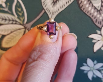 Antiker viktorianischer Amethyst-Rocailles-Ring in 9 Karat Roségold - Größe 6
