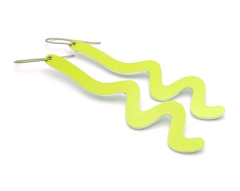 Zig Zag Dangle Earrings – Hypoallergenic Aluminum, Colorful Squiggle Jewelry