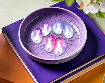 Pendientes colgantes de conejito de Pascua: Joyería hipoalergénica de primavera