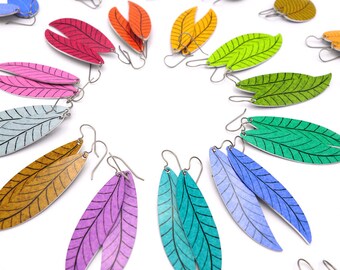 Pendientes de hoja pastel – Joyería de aluminio hipoalergénica y ligera