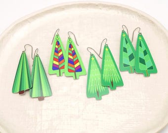 Handmade Christmas Tree Dangle Earrings: Lightweight and Nickel Free Festive Jewelry