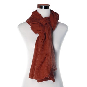 Hand Dyed 100% Cotton Scarf  - Oversized Gauze Scarf - Large Current Red Wrap - Unisex Fall Winter Scarf - Soft Cotton Shawl - Gifts for Her