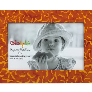 Magnetic Picture Frames - Colorful Wallet and 4x6 Family Photo Frame, Halloween & Fall Decor, Personalized Photo Gifts, Teacher Gift, Orange