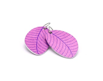 Pendientes de hojas - Pendientes pequeños colgantes en colores pastel, hipoalergénicos y sin níquel, joyería de hojas, pendientes llamativos de hojas orgánicas