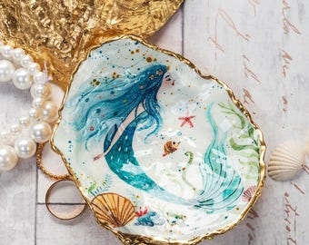 Dorset Oyster Shell Mermaid Trinket Dish or Hanging Shell Ornament