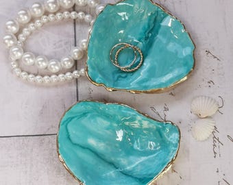 Trinket Dishes Hand Painted in Turquoise & Gold