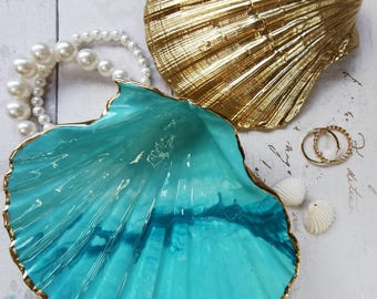 Seashell Trinket Dish: Hand Painted in Turquoise
