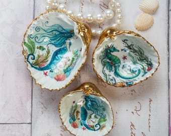 Mermaid & Seahorse Mini Trinket Dishes: Set of 3