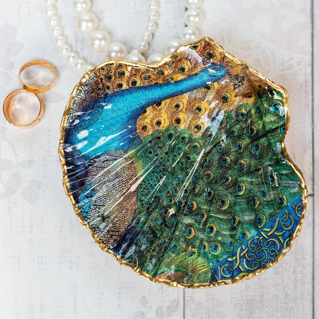 Peacock Inner Shell Peacock Scallop Shell Trinket Dish or Decorative Bowl - Etsy