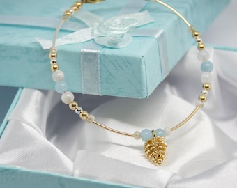 Frozen Lake/Sterling Silver Charm Bracelet/ Bracelet For Her/ Handmade Charm Bracelet/ Energy Mystery Bracelet/ Bracelet for Her