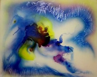Ocean painting technique and acrylic mixed