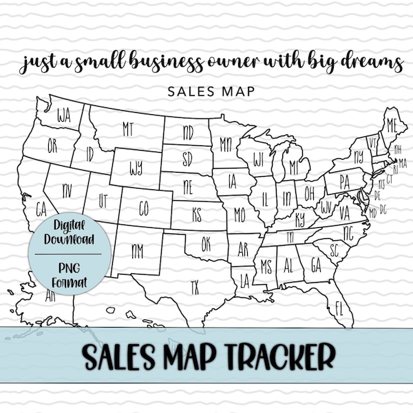 Etsy Sales Tracker Map, US Sales Map, Printable Map, Coloring Sales Tracker, Sales Map, Digital File