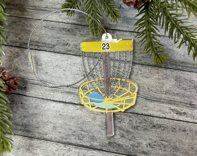 Disc Golf Ornament, Disc Golf Gift, Gift for Disc Golfer, Disk Golf Basket, Disc Golfing