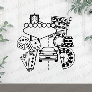 Las Vegas Road Trip Svg, Noite de pôquer Svg, Noite de cassino, Cartas de jogar Svg, Jogos de azar Svg