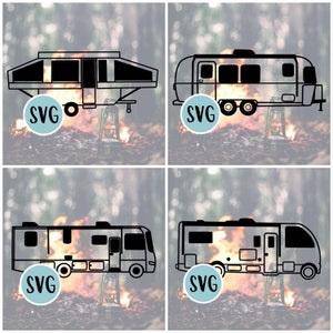 Camper SVG Bundle, 8 RV Bundle, Different Camper Types, Camper Assortment, Camper SVG, Camper Cut File, Realistic Camper Svg Bundle